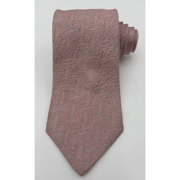 ERMENEGILDO ZEGNA Pink/Silver Necktie ITALY Luxury Abstract Pink Shine EUC Rare